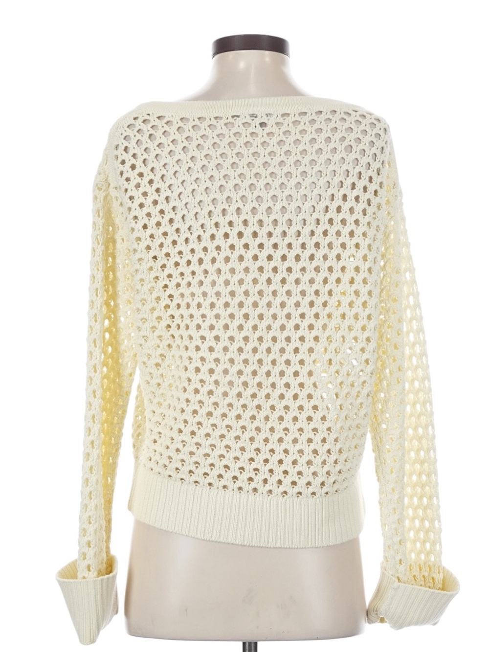 J. Crew Pointelle Boatneck Sweater S Cream Open Knit Beachy Cropped Coverup - Picture 2 of 7